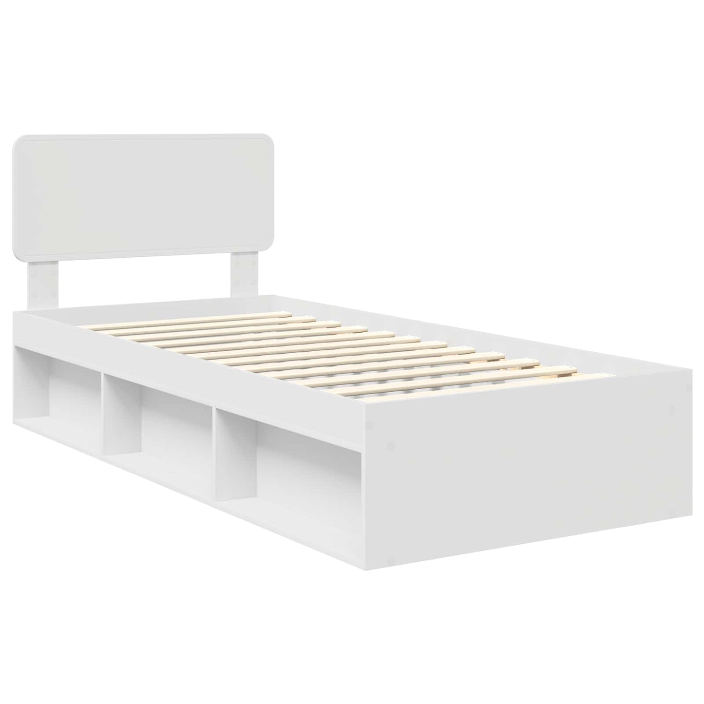 Bed Frame with Headboard White 75 x 190 cm Solid Pine Wood