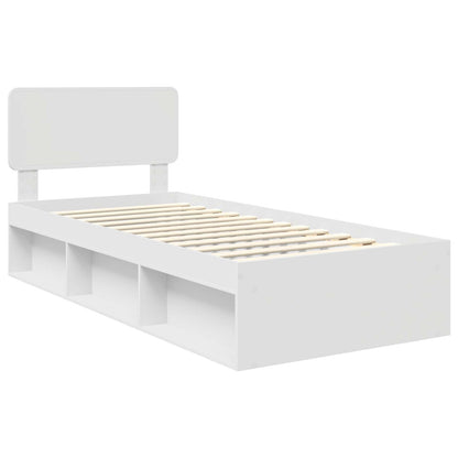 Bed Frame with Headboard White 75 x 190 cm Solid Pine Wood