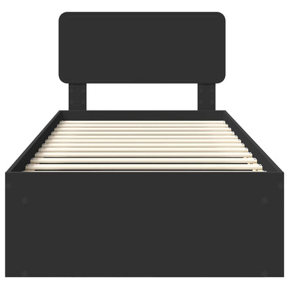 Bed Frame with Headboard Black 75 x 190 cm Solid Pine Wood