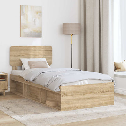 Bed Frame with Headboard Sonoma Oak 75 x 190 cm Solid Pine Wood