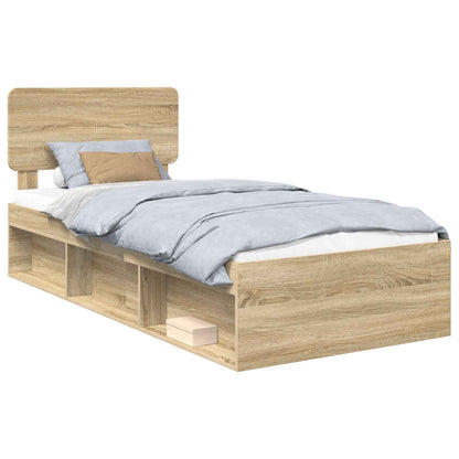 Bed Frame with Headboard Sonoma Oak 75 x 190 cm Solid Pine Wood