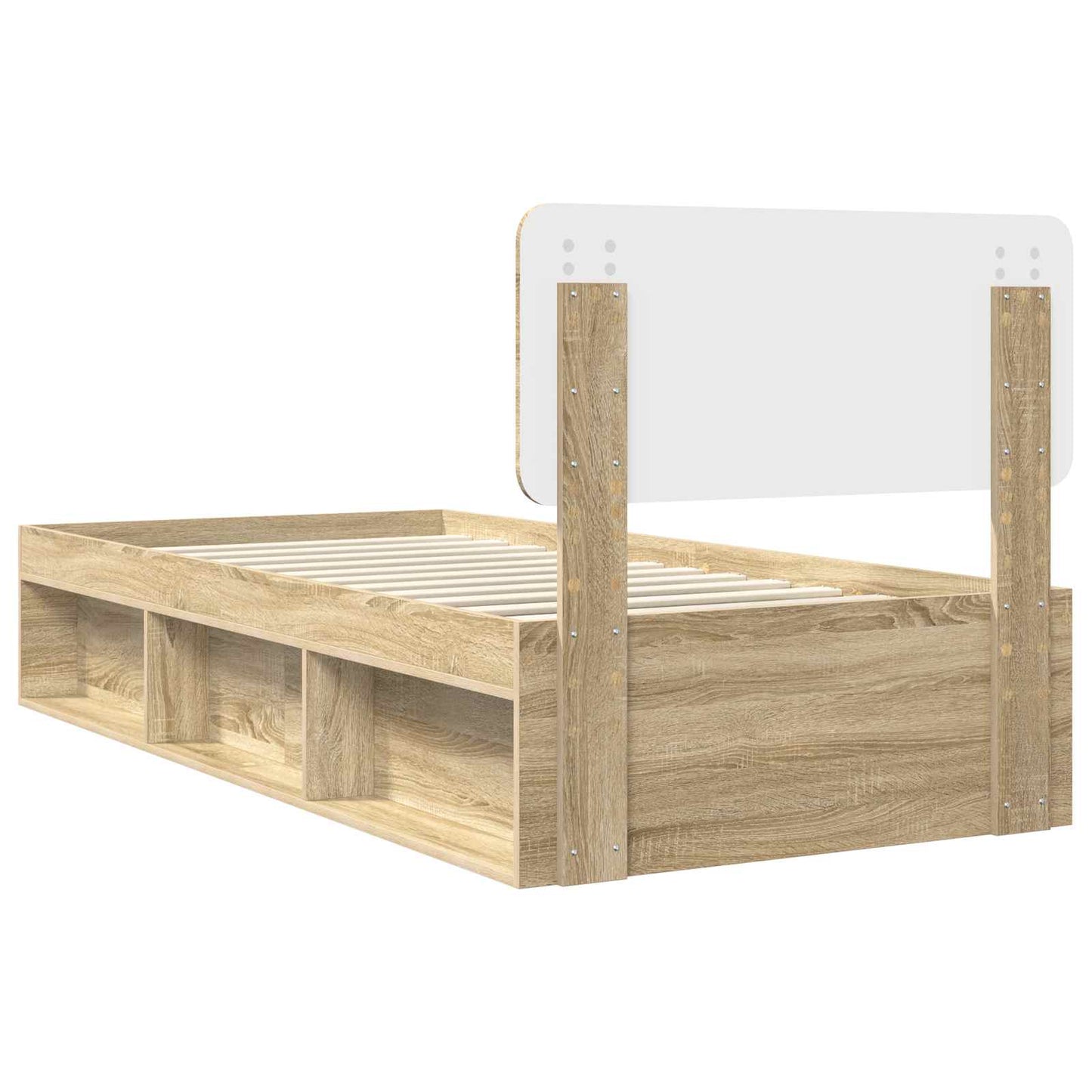 Bed Frame with Headboard Sonoma Oak 75 x 190 cm Solid Pine Wood