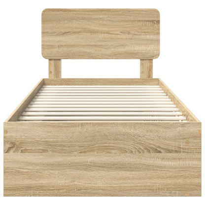 Bed Frame with Headboard Sonoma Oak 75 x 190 cm Solid Pine Wood