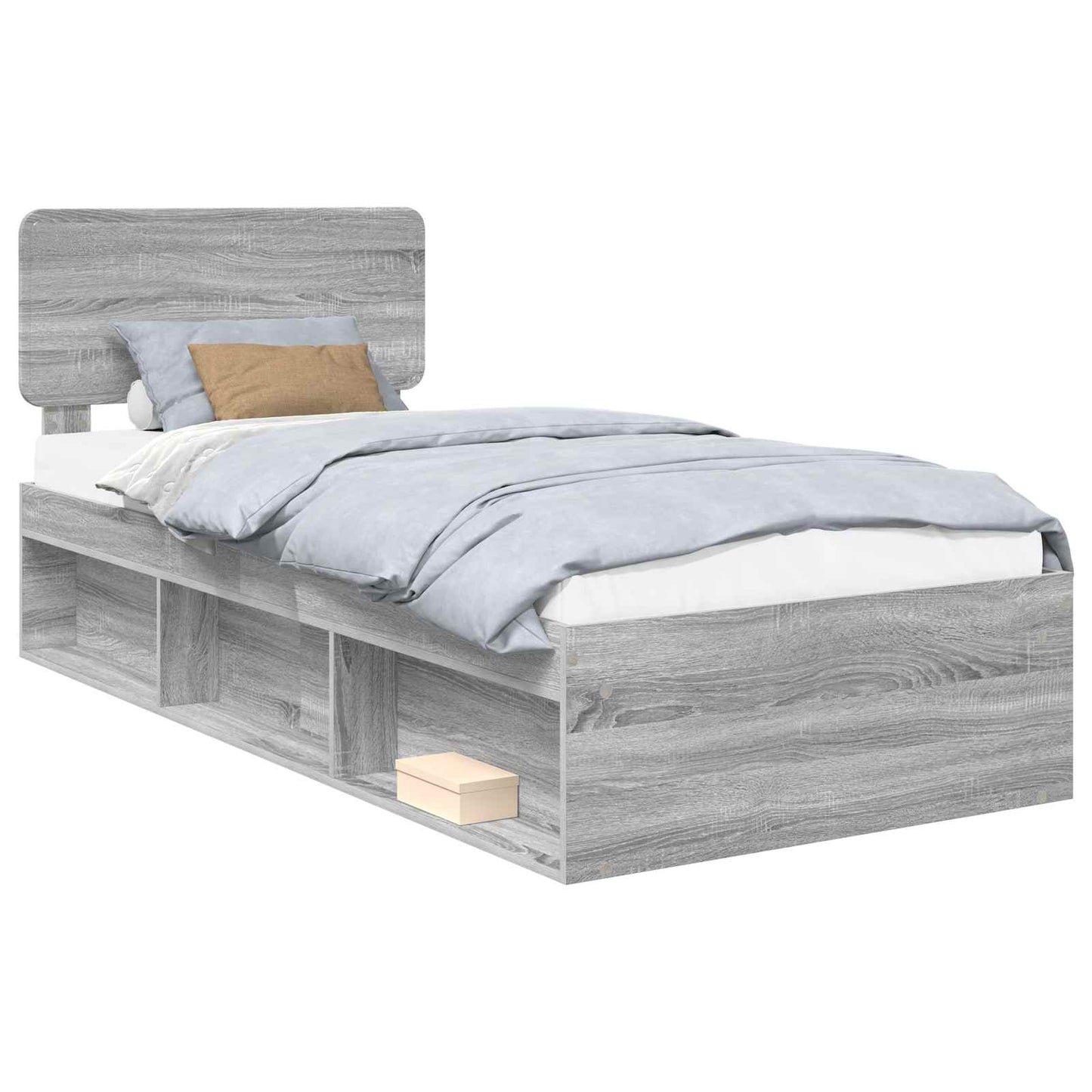 Bed Frame Grey Sonoma 75 x 190 cm Solid Pine Wood