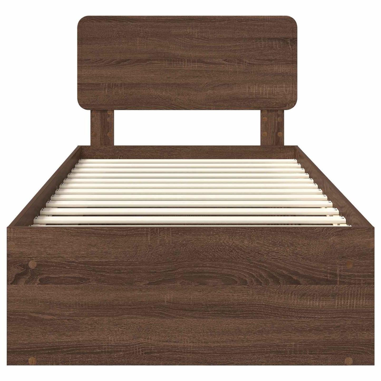 Bed Frame with Headboard Brown Oak 75 x 190 cm Solid Pine Wood