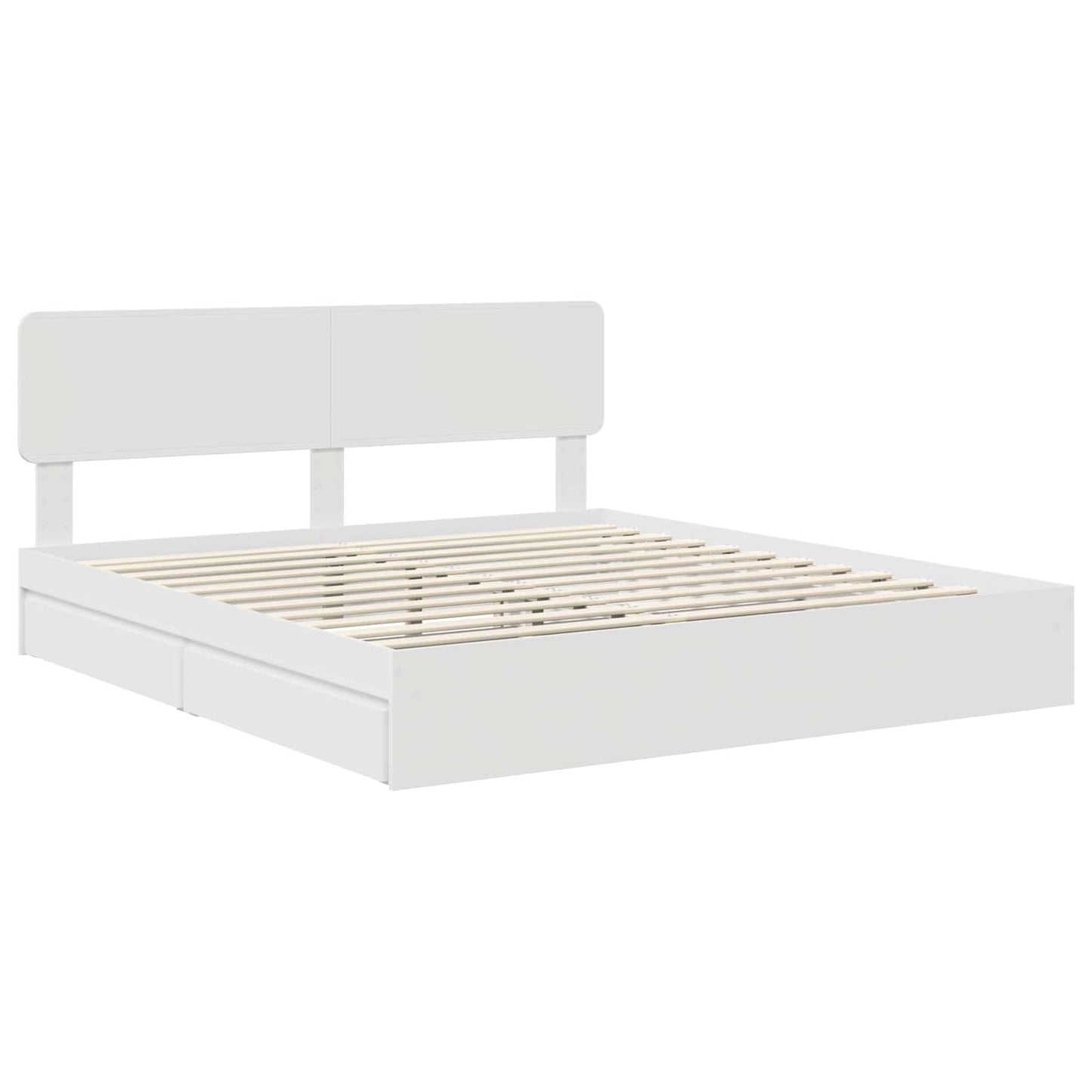 Storage Bed with Headboard White 180 x 200 cm Engineered Wood