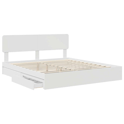 Storage Bed with Headboard White 180 x 200 cm Engineered Wood