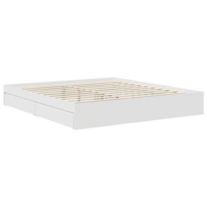 Storage Bed with Headboard White 180 x 200 cm Engineered Wood