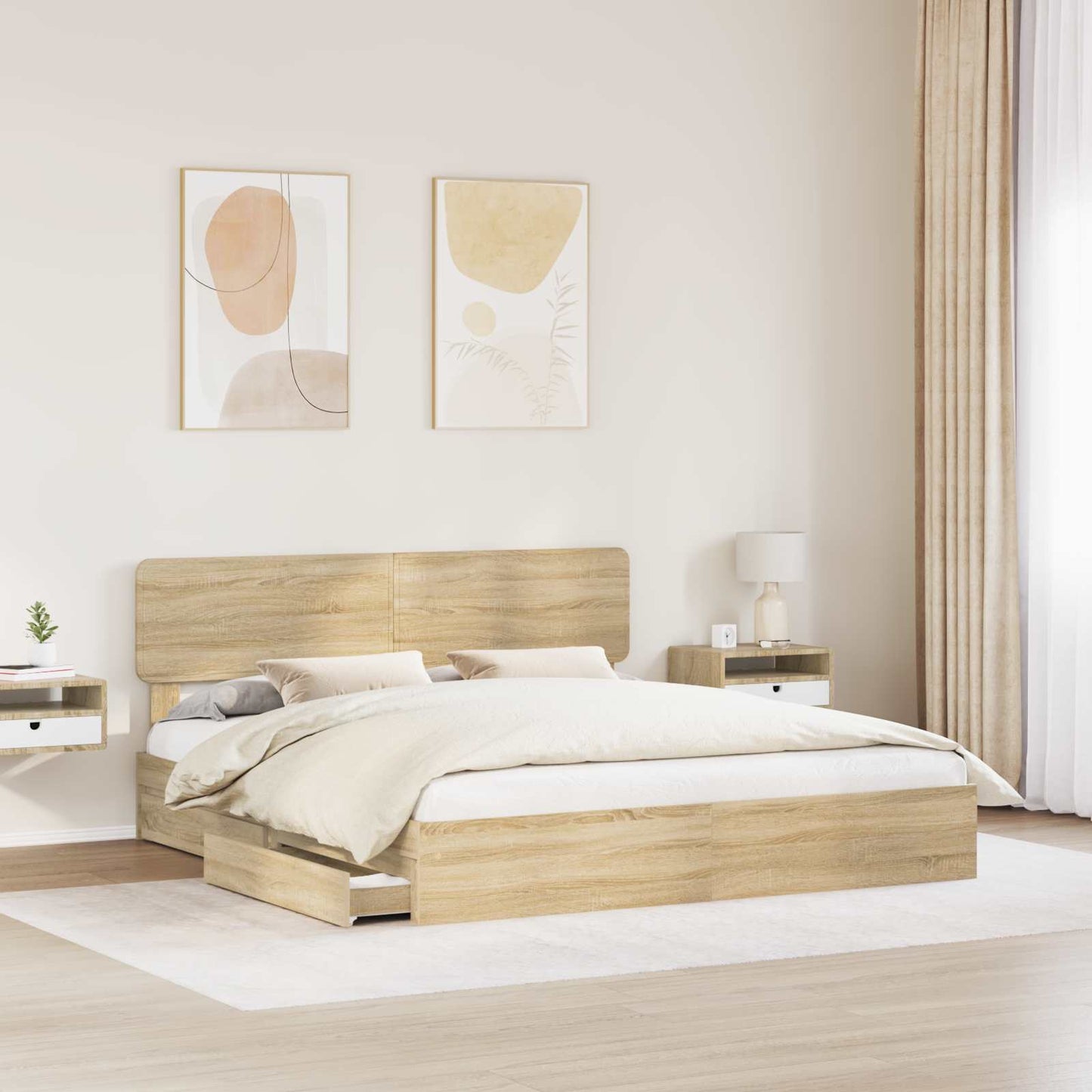 Storage Bed with Drawer Sonoma Oak 180 x 200 cm Engineered Wood