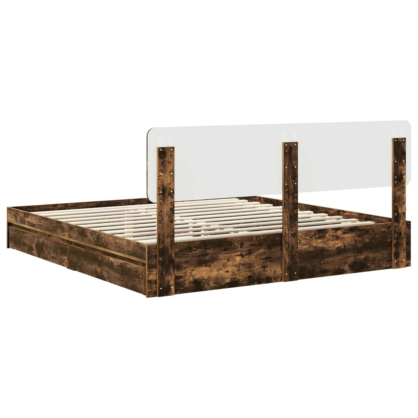 Storage Bed with Drawer Smoked Oak 180 x 200 cm Engineered Wood