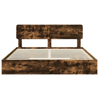Storage Bed with Drawer Smoked Oak 180 x 200 cm Engineered Wood