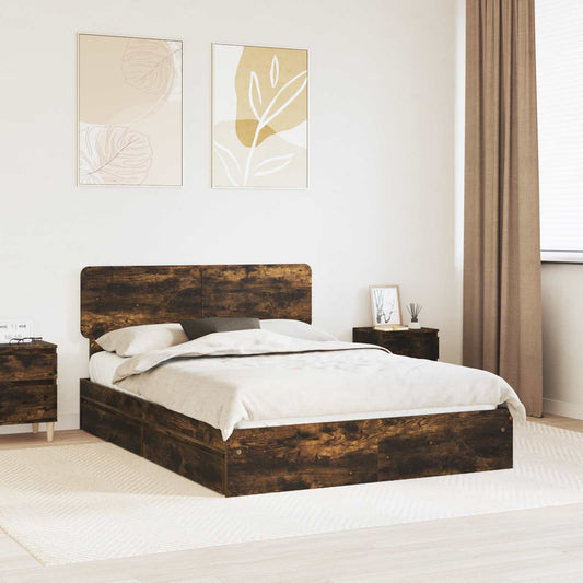 Bed Frame with Drawer with Headboard Engineered Wood