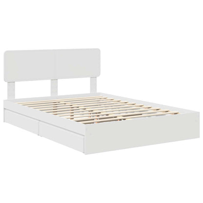 Storage Bed with Headboard White 140 x 200 cm Engineered Wood