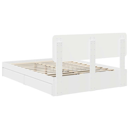 Storage Bed with Headboard White 140 x 200 cm Engineered Wood