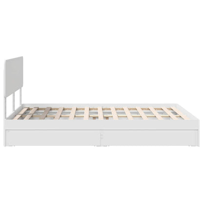 Storage Bed with Headboard White 140 x 200 cm Engineered Wood