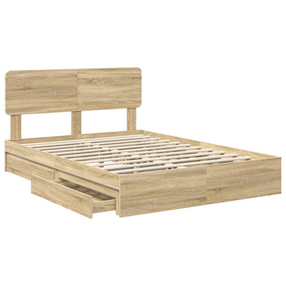 Storage Bed with Drawer Sonoma Oak 140 x 200 cm Engineered Wood
