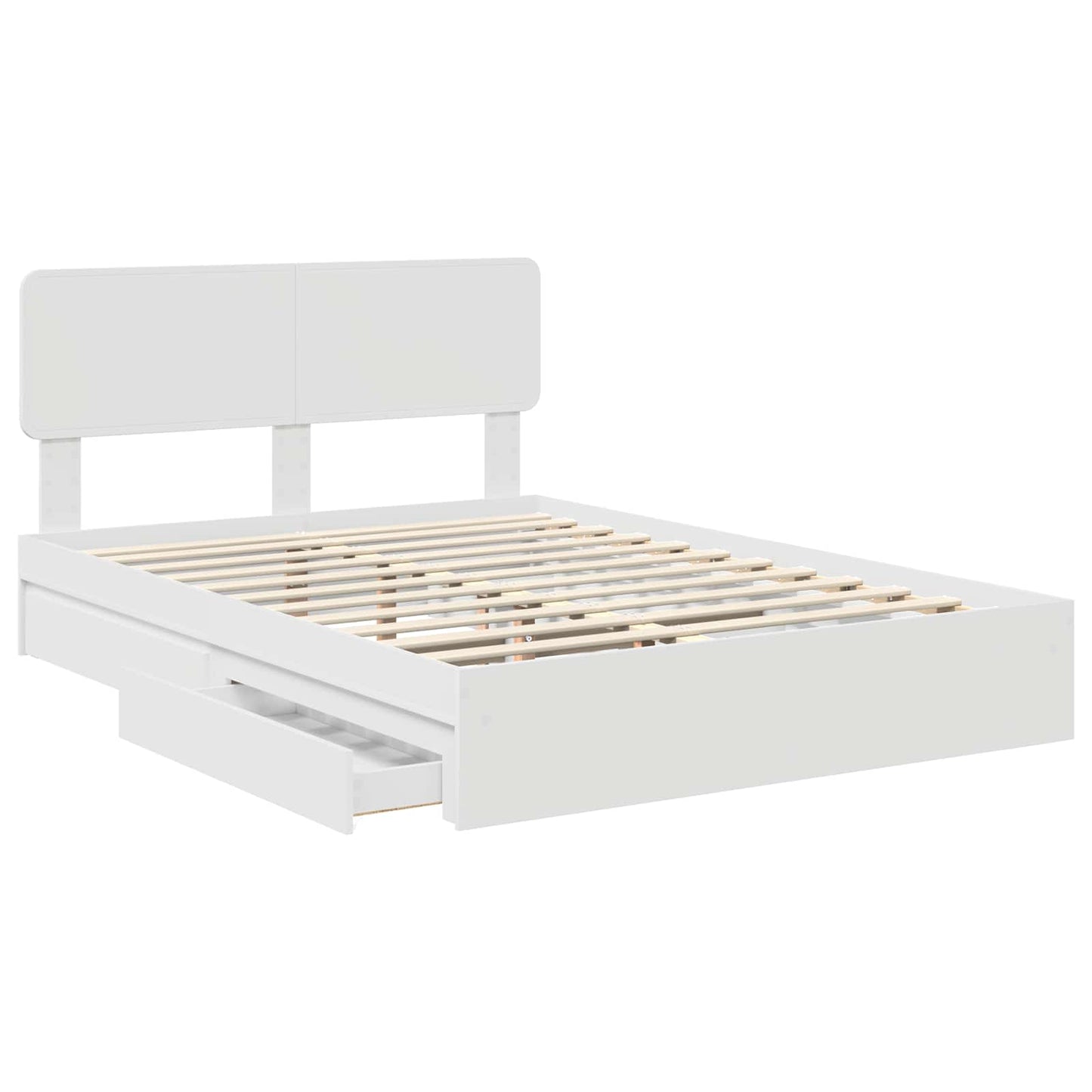 Storage Bed with Headboard White 140 x 190 cm Engineered Wood