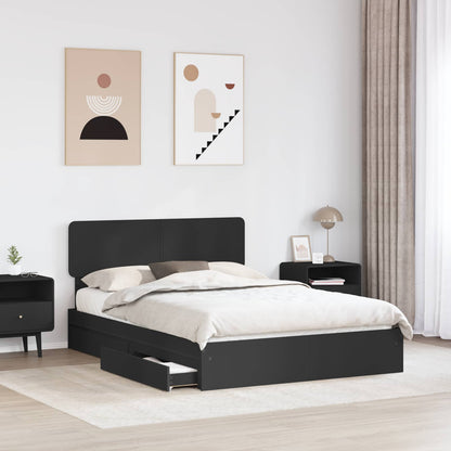 Storage Bed with Headboard Black 140 x 190 cm Engineered Wood