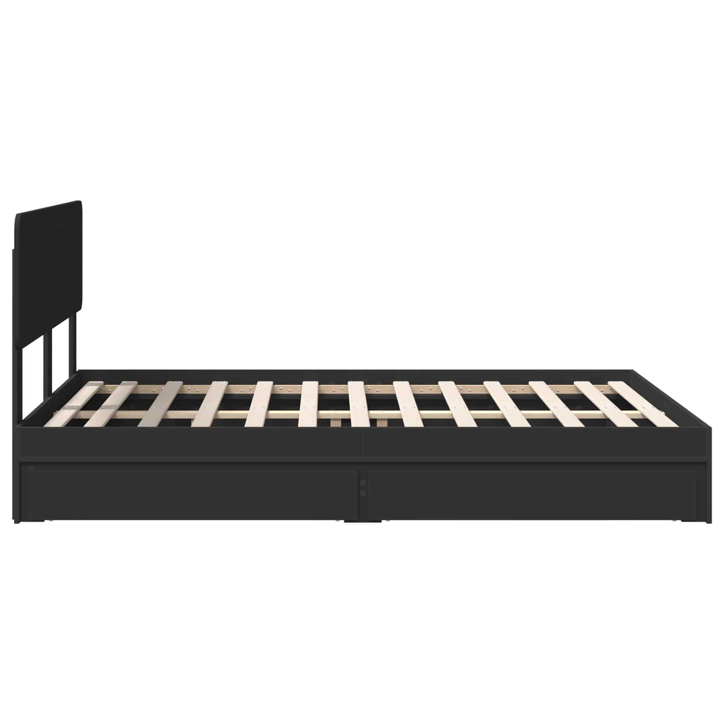 Storage Bed with Headboard Black 140 x 190 cm Engineered Wood