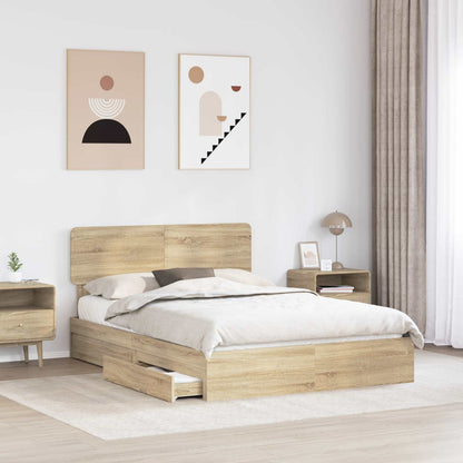 Storage Bed with Drawer Sonoma Oak 140 x 190 cm Engineered Wood