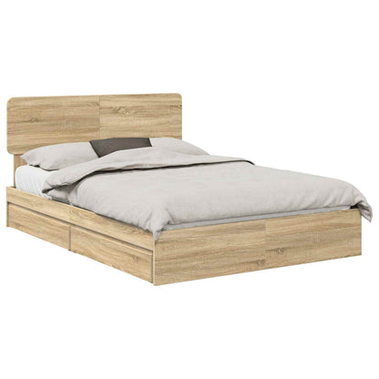Storage Bed with Drawer Sonoma Oak 140 x 190 cm Engineered Wood