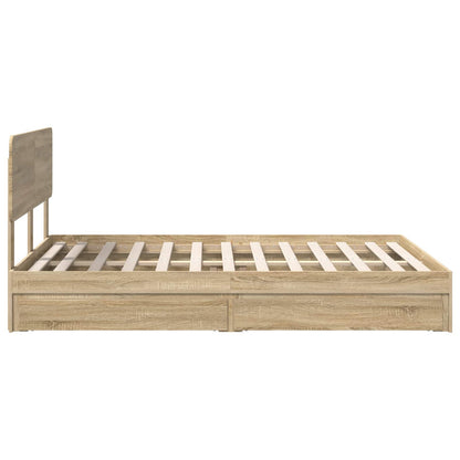 Storage Bed with Drawer Sonoma Oak 140 x 190 cm Engineered Wood