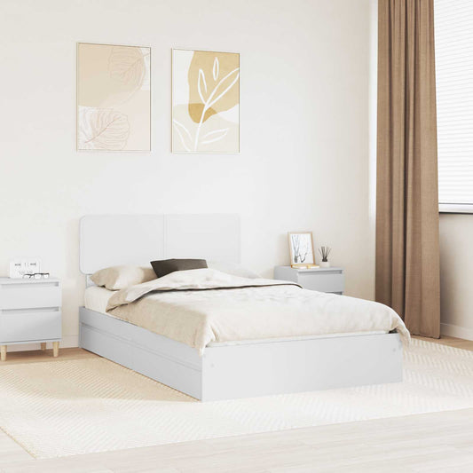 Storage Bed with Headboard White 135 x 190 cm Engineered Wood