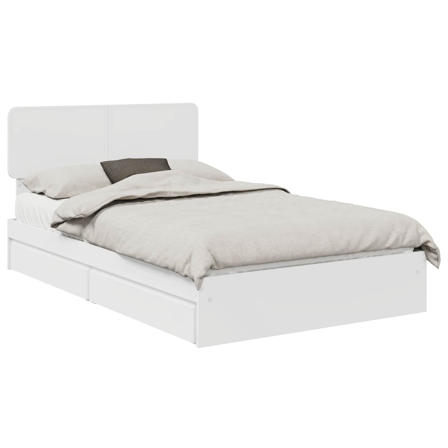 Storage Bed with Headboard White 135 x 190 cm Engineered Wood