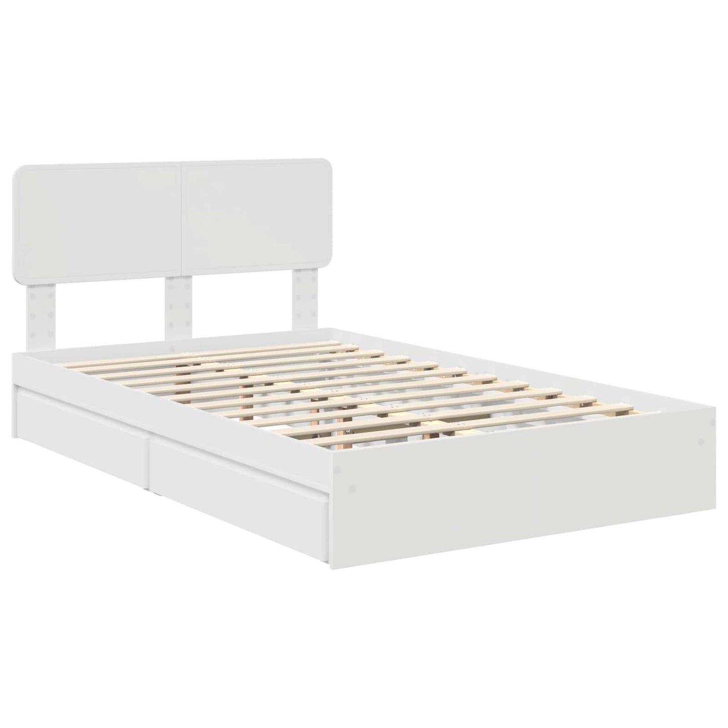 Storage Bed with Headboard White 135 x 190 cm Engineered Wood