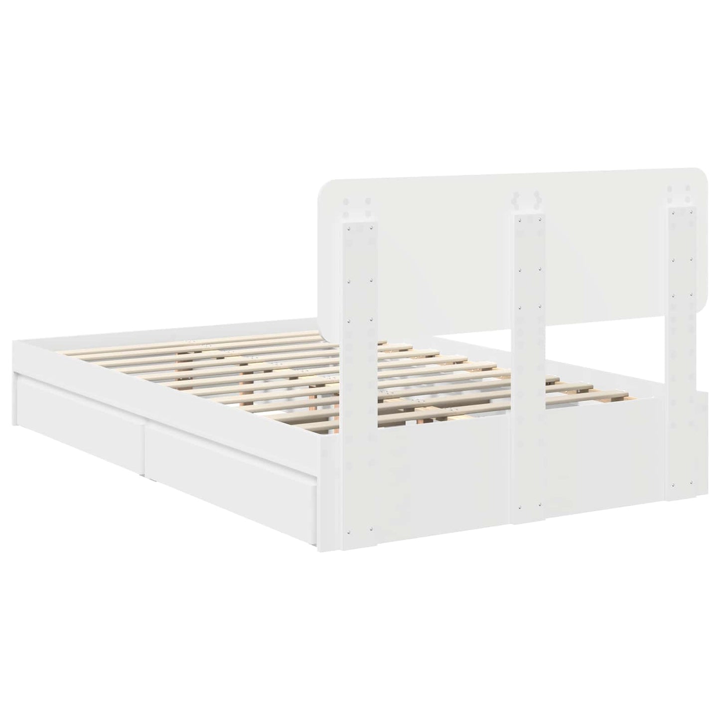 Storage Bed with Headboard White 135 x 190 cm Engineered Wood