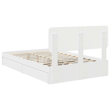 Storage Bed with Headboard White 135 x 190 cm Engineered Wood