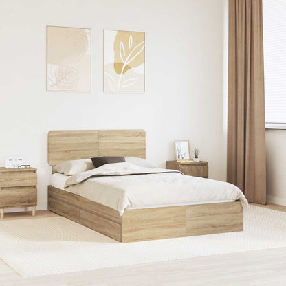 Storage Bed with Drawer Sonoma Oak 135 x 190 cm Engineered Wood