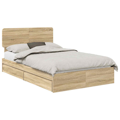 Storage Bed with Drawer Sonoma Oak 135 x 190 cm Engineered Wood