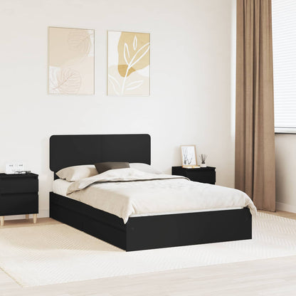 Storage Bed with Headboard Black 120 x 200 cm Engineered Wood
