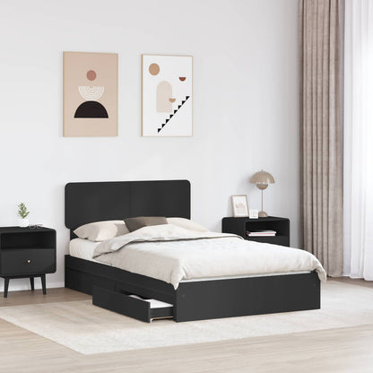 Storage Bed with Headboard Black 120 x 200 cm Engineered Wood