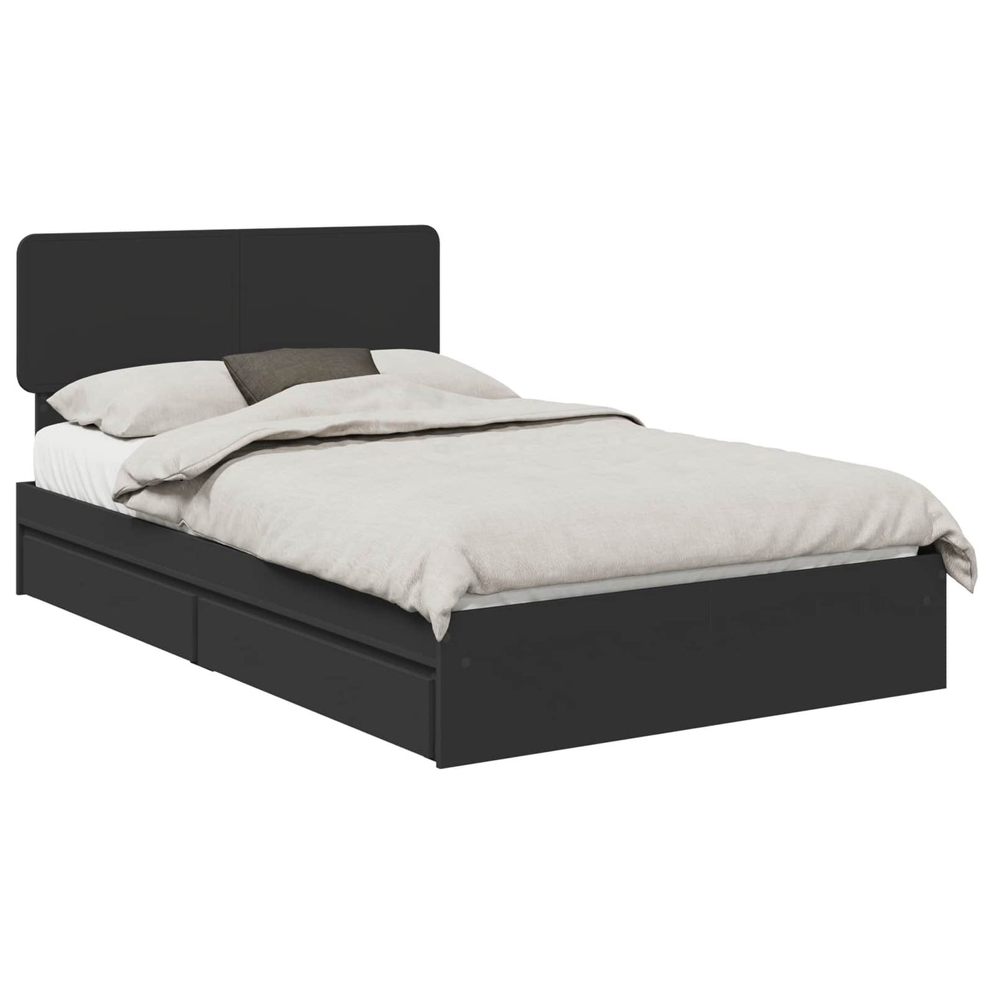Storage Bed with Headboard Black 120 x 200 cm Engineered Wood
