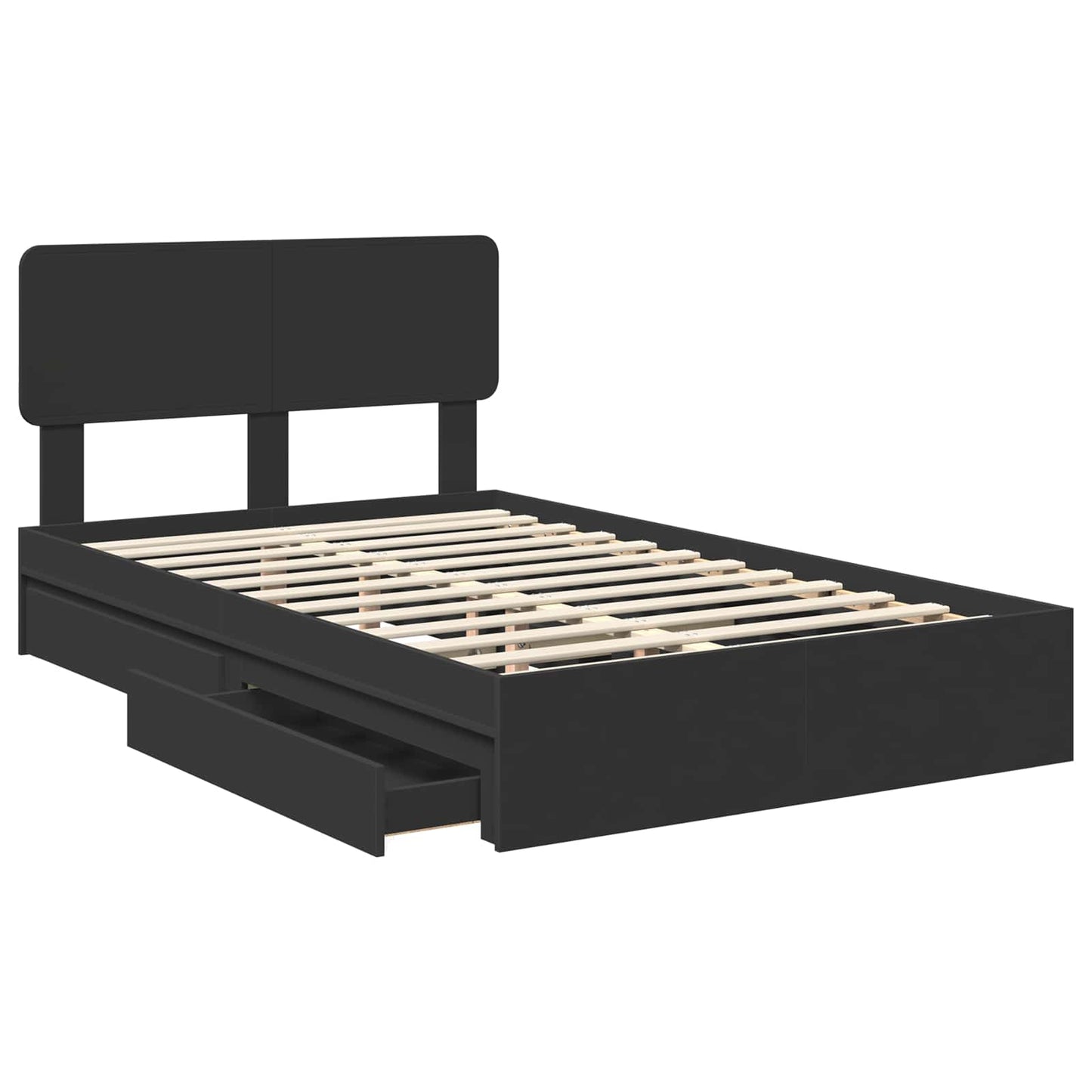 Storage Bed with Headboard Black 120 x 200 cm Engineered Wood
