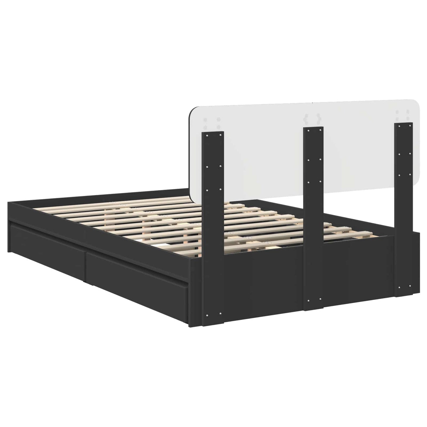 Storage Bed with Headboard Black 120 x 200 cm Engineered Wood