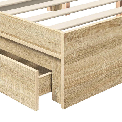 Storage Bed with Drawer Sonoma Oak 120 x 200 cm Engineered Wood