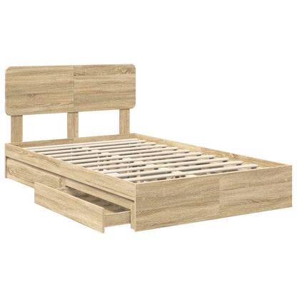 Storage Bed with Drawer Sonoma Oak 120 x 200 cm Engineered Wood