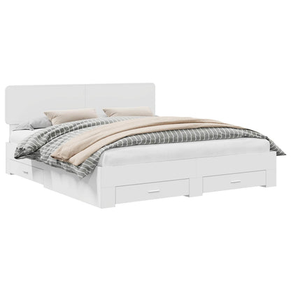 Bed Frame with Headboard White 200 x 200 cm Engineered Wood
