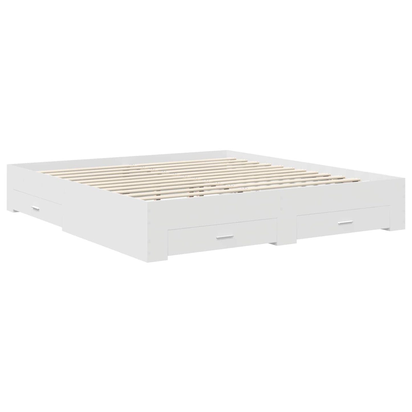 Bed Frame with Headboard White 200 x 200 cm Engineered Wood