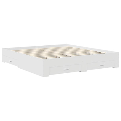 Bed Frame with Headboard White 200 x 200 cm Engineered Wood