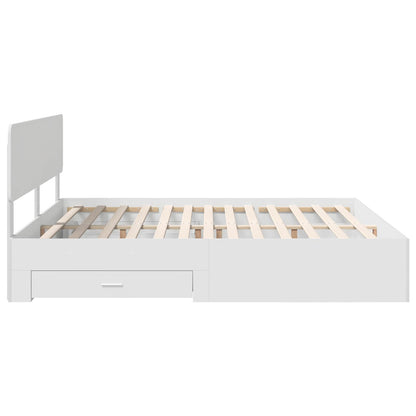 Bed Frame with Headboard White 200 x 200 cm Engineered Wood