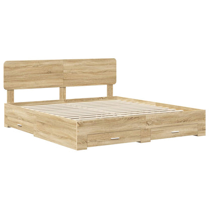 Bed Frame with Drawer Sonoma Oak 200 x 200 cm Engineered Wood