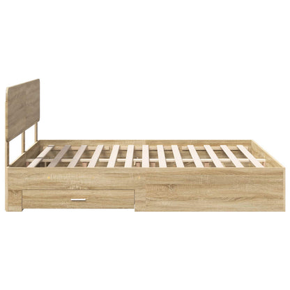 Bed Frame with Drawer Sonoma Oak 200 x 200 cm Engineered Wood