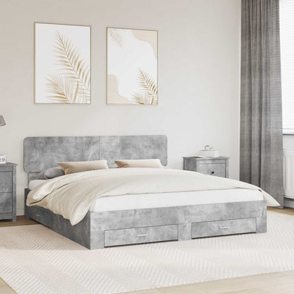 Bed Frame Concrete Grey 200 x 200 cm Engineered Wood