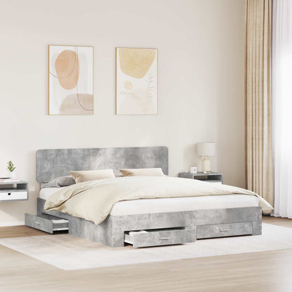 Bed Frame Concrete Grey 200 x 200 cm Engineered Wood