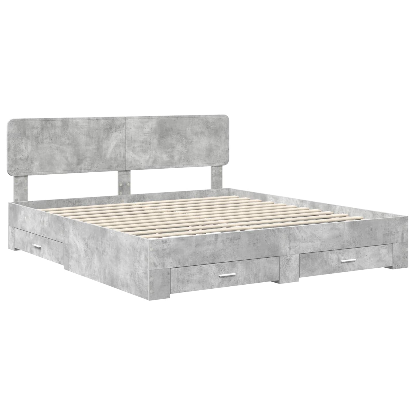 Bed Frame Concrete Grey 200 x 200 cm Engineered Wood