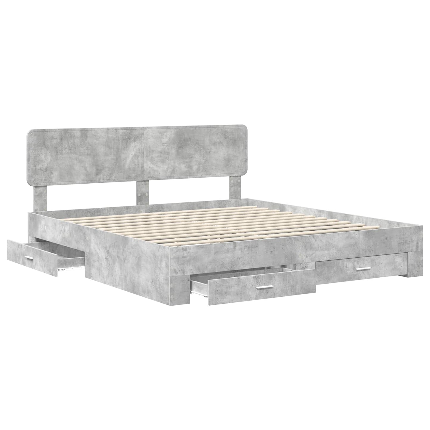 Bed Frame Concrete Grey 200 x 200 cm Engineered Wood